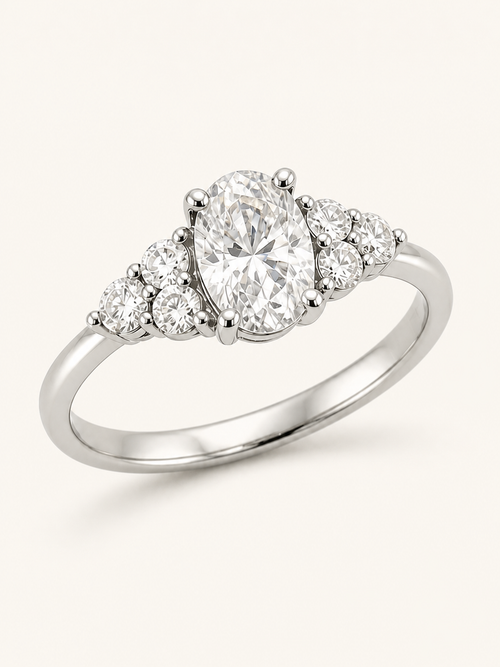 Anillo ovalado con tres laterales por lado · referencia visual RITO